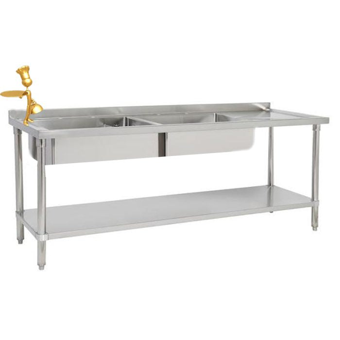(SS201 1.0MM) Sink 1820mm Double Bowl food processing machine