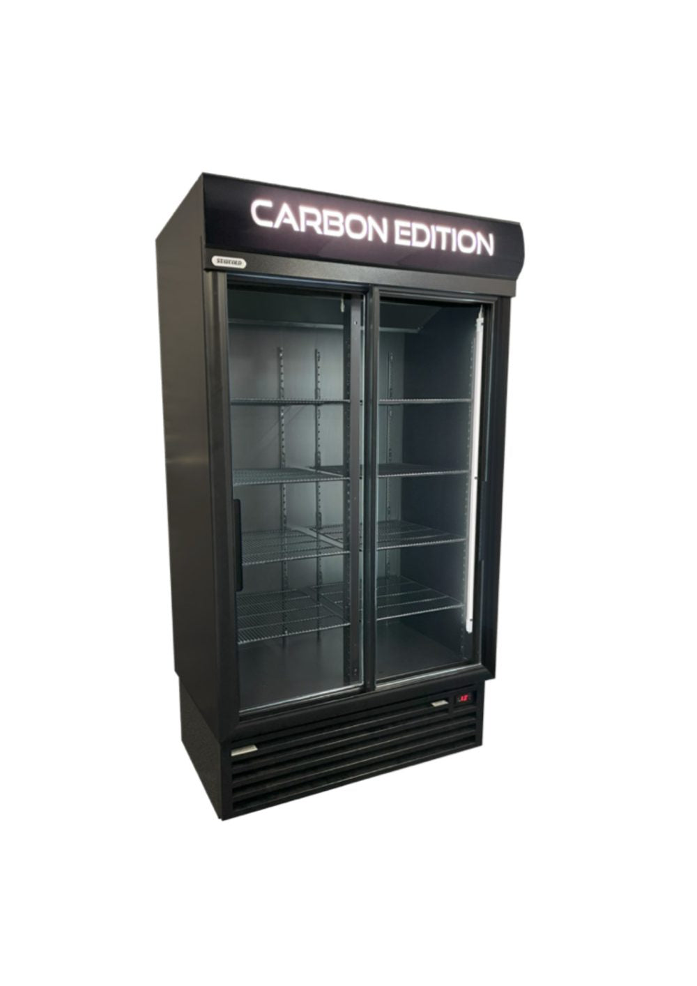 CARBON FIBRE Double Door Cooler (STAYCOLD) - Sliding Doors commercial display fridge detail view 3