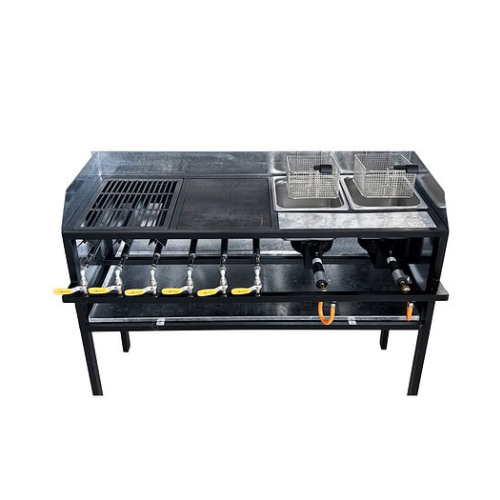 6 Burner Griller + Fryer Combo - Gas (Light Duty) commercial gas stove