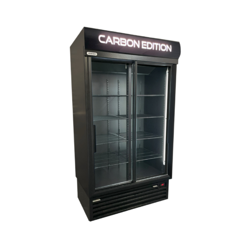 CARBON FIBRE Double Door Cooler (STAYCOLD) - Sliding Doors commercial display fridge for South African commercial