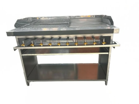 8 Burner Gas Flame Griller With 4 Burner Solid Plate commercial gas stove
