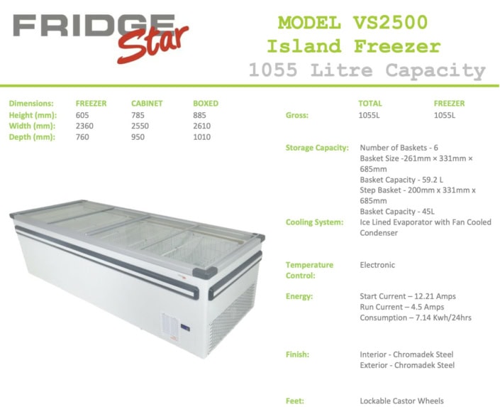Fridgestar Island Freezer 2.5m commercial display fridge detail view 3