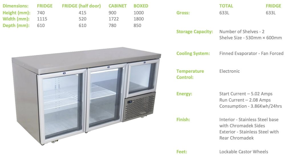 Fridgestar Underbar 2.5 Door - Glass Display commercial display fridge detail view 2