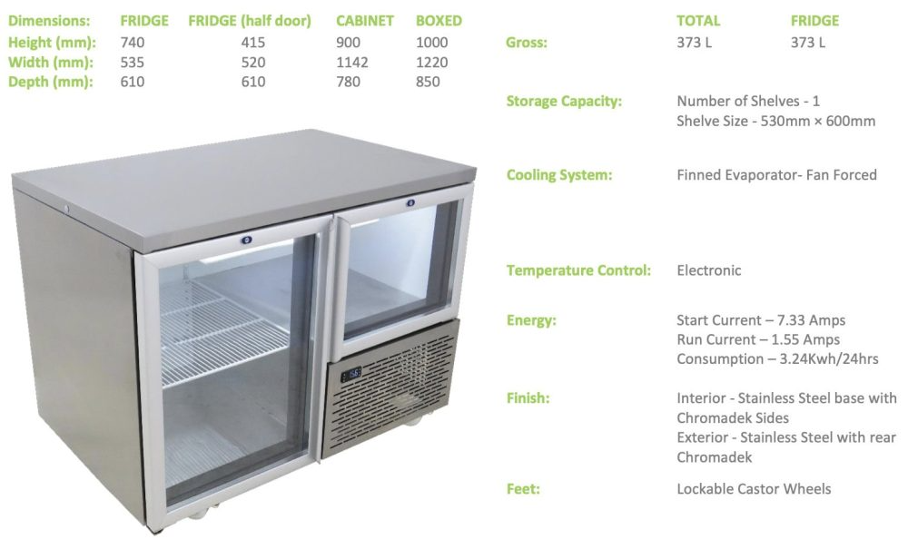 Fridgestar Underbar 1.5 Door - Glass Display commercial display fridge detail view 2