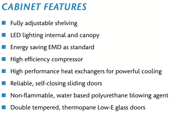 Double Door Display Fridge (STAYCOLD) - Sliding Doors (SD890) commercial display fridge detail view 2