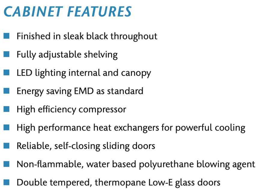 CARBON FIBRE Double Door Cooler (STAYCOLD) - Sliding Doors commercial display fridge detail view 2