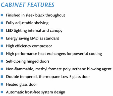 Carbon Fibre Staycold Single Door Upright Freezer commercial display fridge detail view 2