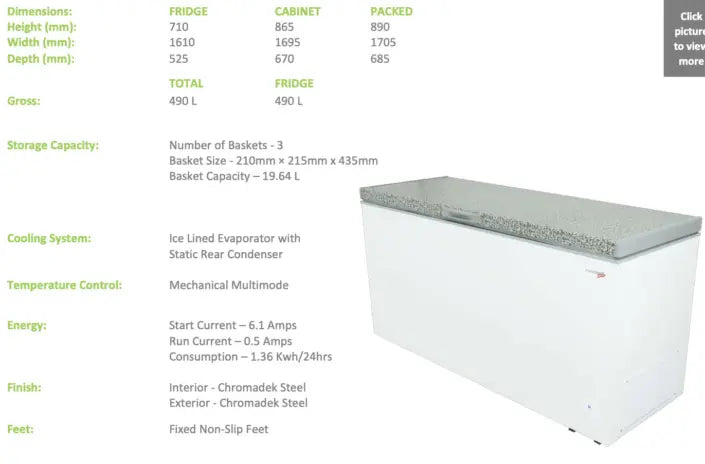 CE530 Fridgestar Chest Freezer - 490LT detail image 2