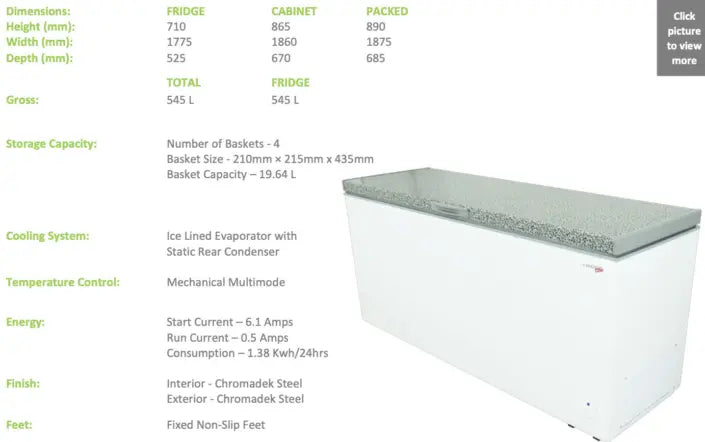 CE630 Fridgestar Chest Freezer - 545LT detail image 2