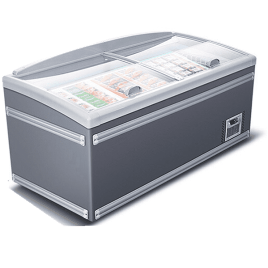 Curved Glass Island Freezer 2.5m (VT2500) commercial display fridge for South African commercial kitchens