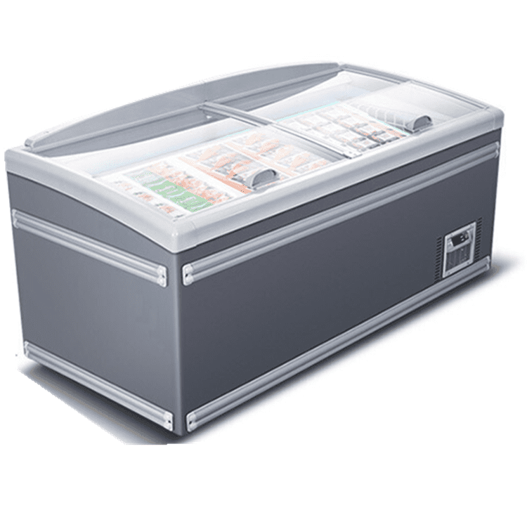 Curved Glass Island Freezer 2m (VS2000T) commercial display fridge for South African commercial kitchens
